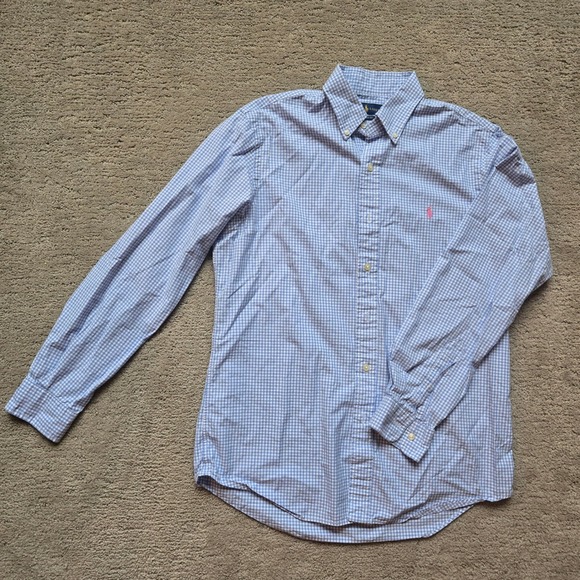 Ralph Lauren Other - Ralph Lauren Classic Fit Mens Medium Blue Gingham Button Down Shirt Pink Pony